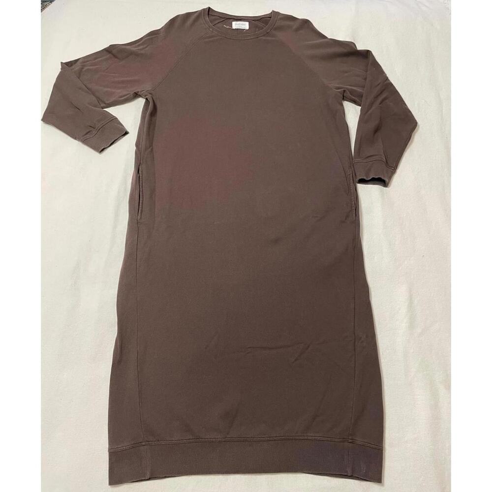 Paper Label Brown Sweatshirt dress Medium Fleece Cabincore Oversize Loungewear